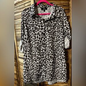 Dennis Basso black and white Animal Print Shirt/Tunic